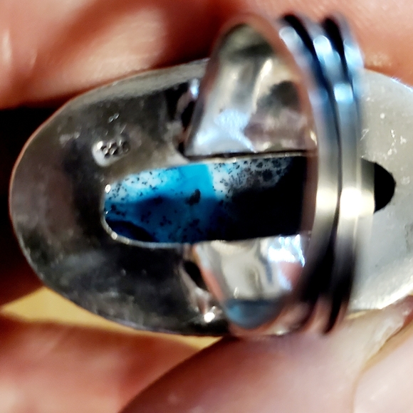 New Oversized Amazing Dendritic Opal 925 Silver Statement Ring. - Picture 16 of 16